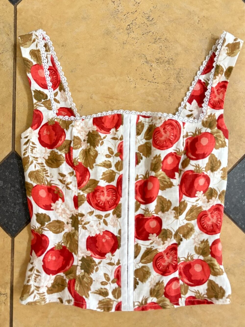 Reformation Tagliatelle Linen Tomato Top